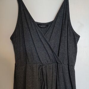 SHEIN Dark Charcoal Gray Sleeveless Wrap-Front Jumpsuit